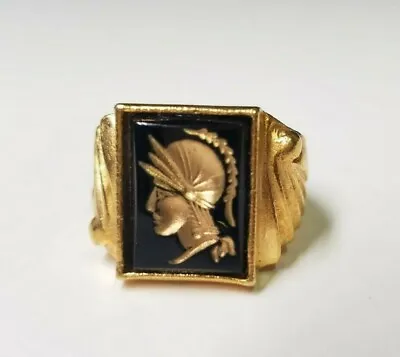 Vintage Mens Art Deco Roman Soldier Heavy Gold Tone Ring-new Old Stock • $32