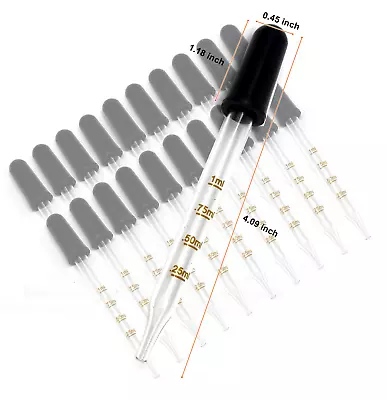 20 Glass Dropper Medicine 4  Straight 1ml Essential Oils Eye Graduated Pipette • $10.75