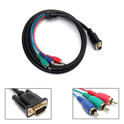 £3.45 • Buy VGA To 3 RCA TV Component Audio Video AV Converter Adapter Cable For PC Laptop