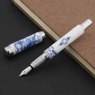 $12.49 • Buy Jinhao 955 Fountain Pen & Converter, Medium Nib, Ceramic Porcelain, Blue Dragon