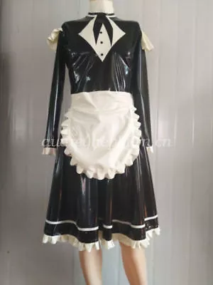 Pure New Latex Rubber Women Maid Fitted With Aprons Fancy Dress Suit Size S-XXL • £68.81