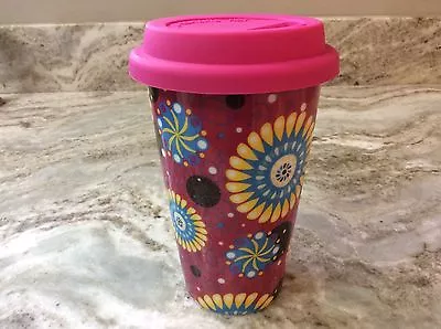 ECO ONE Ceramic Double Wall Insulated Travel Coffee Mug. Pink. Colorful. New. • $15.99