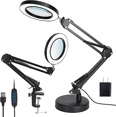 Magnifying Glass With Light And Stand 10X Magnifying Lamp  2-In-1 Desk Lamp Wi • $67.12