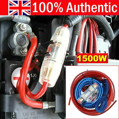 1500w Car Power Amplifier Wiring Kit Audio Subwoofer AMP RCA Power Cable Sub UK • £8.79