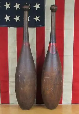 Vintage 1890s Wood Indian Club Huge! Exercise Pins 27  Tall Antique Gym Decor • $675.75