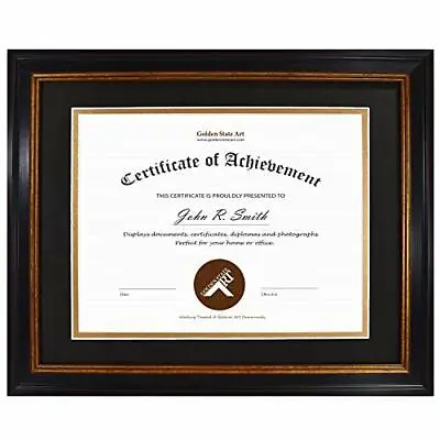 11x14 Diploma/Certificate Frame With Double Mat For 8.5x11 Document Real Glass • $23.96
