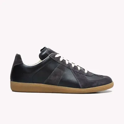 Maison Martin Margiela Black Dark Gray Gat German Army Trainer Replica Sneakers • £296.89