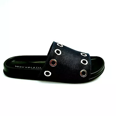 Very Volatile Womans Estaba Slide Sandal Black With Rivets Cushioned Sz 6 M NEW • $12.90