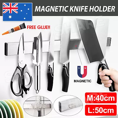 40/50cm Stainless Steel Magnetic Knife Rack Holder Knives Tool Shelf Magnet OZ • $15.95