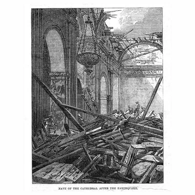 £6.99 • Buy MANILA Nave Of The Cathedral After The Earthquake - Antique Print 1863