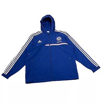 Chelsea FC Adidas Hooded Training Jacket | Football Sportswear Blue VTG • £33.95