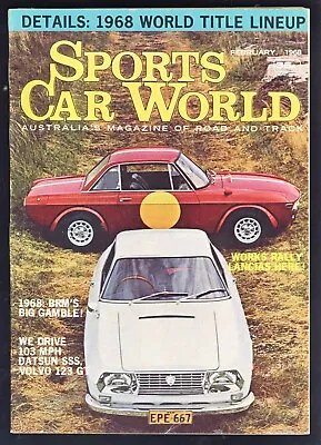 SPORTS CAR WORLD February 1968  Volvo 123GT Isuzu Coupe Datsun 1600SSS Fulvia • $14.32