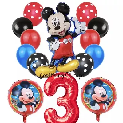 Mickey Mouse 3rd Birthday Foil Balloons Party 14 Piece Set UK Seller Age 3 • £8.99