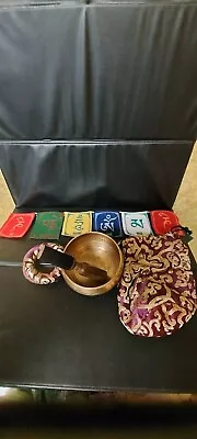 Prayer Flag Brass Wood Morter And Pestle • $29.95