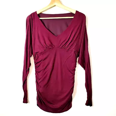 Miraclebody Jeans By Miraclesuit  Women's Burgundy Ruched Dolman Long Sleeves • $11.24