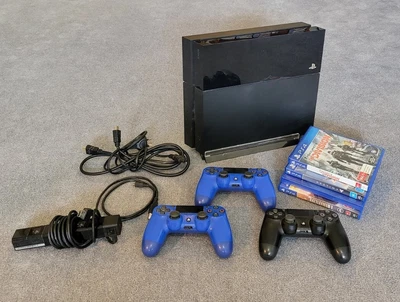 $275 • Buy Sony PlayStation 4 PS4 Console Bundle - 500GB *W/ 3x Controllers, Stand, Camera+