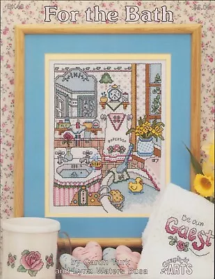 Cross Stitch Bath Roses Towels Signs Aprons Toys Pillows  OOP VTG Pattern • $8.95