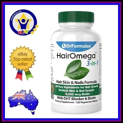 DR FORMULAS HAIROMEGA 3-in-1 Hair Omega Skin Nails DHT Blocker Vitamins Biotin • $59.95