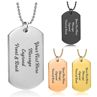 Personalised Mens Army Dog Tag Necklace Engraved Any Text For Son Daddy Husband • £6.99