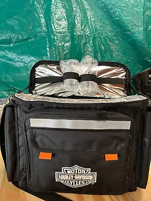  Harley Davidson Picnic Set Black Insulated Travel Cooler Bag W/Service For 2 • $23