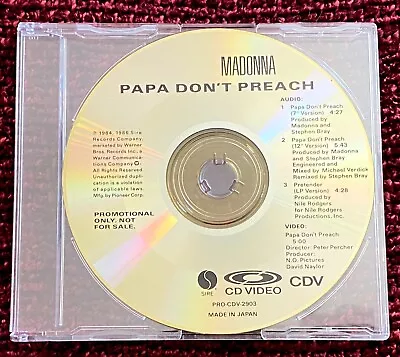 Madonna Promo Gold Video Papa Dont Preach Japan Only Cd Music True Blue Cdv Set • $55