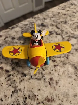 Vintage Mickey Mouse Disney Decopac Yellow Metal Diecast Plane Airplane • $13