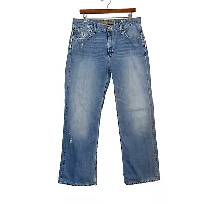 BKE Tyler Jeans Medium Wash 100% Cotton Distressed-Thick Stitch-Men’s Size 34x32 • $34.95