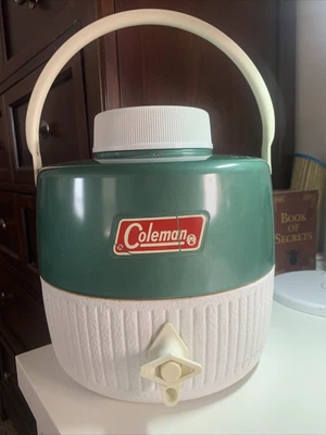 $19.99 • Buy Vintage Coleman Water Jug Cooler Drink Dispenser Green/White 1 Gallon Camping