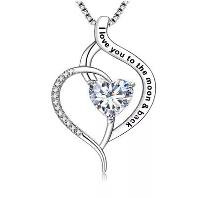 I Love You To The Moon And Back  Love Heart Necklace Jewelry Mother’S Day Gifts  • $1.13