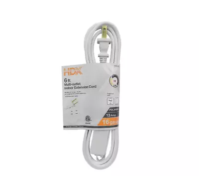 NEW 6 Ft. 16/2 Light Duty Indoor Extension Cord White High Quality And Free Ship • $3.22