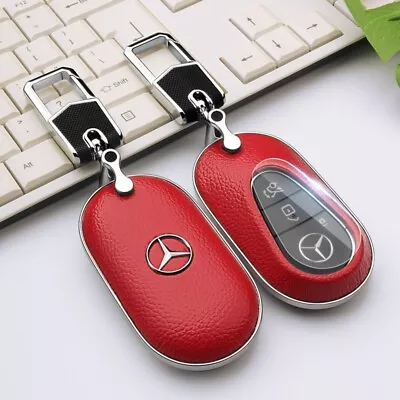 OEM New Style Red Leather Key  Cover Case Holder For Mercedes Benz S GLA GLC AMG • $84.95