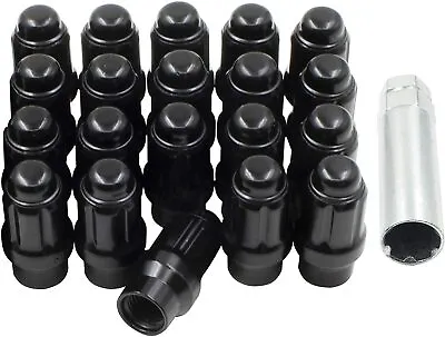 24Pc 12x1.5 Black Extended Thread Spline Lug Nuts ET Tapered Conical Seat + Key • $27.95