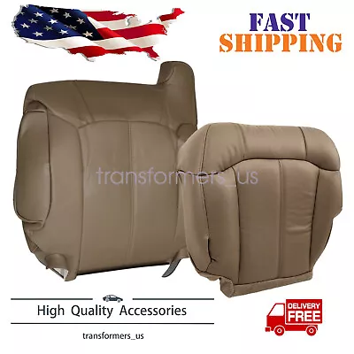 For 99-02 GMC Sierra Chevy Silverado Driver Bottom & Top Leather Seat Cover Tan • $58.29