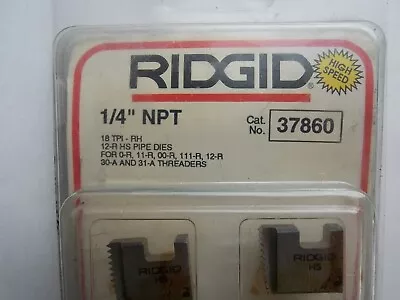 $17.95 • Buy RIDGID 37860 1/4  NPT 12-R HS PIPE THREADING DIES O-R 111-R 11-R 00-R New