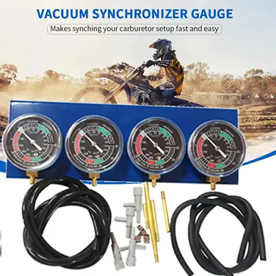 $35.88 • Buy 4 Cylinder Motorcycle Fuel Vacuum Carburetor Synchronizer Meter Carb Gauge N7K3