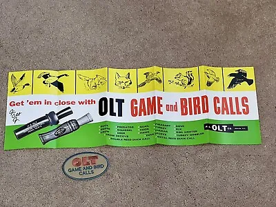 PS OLT Green Patch & Vintage Signed PS Olt Duck & Goose Call Poster-Jim Olt Jr. • $35