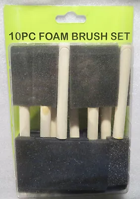 2 Packs Of 10 Piece Foam Paint Brush Set W/ Wood Handle - Lot Of  1  2  3  4  • $12.95