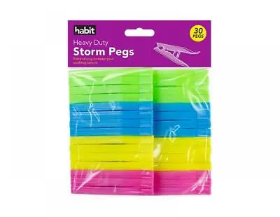 £4.95 • Buy 30 Heavy Duty Clothes Pegs Plastic Storm Washing Line Airer Dryer Clips UK
