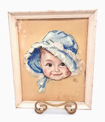 Vtg Maude Tousey Fangel Signed Raised Baby In A Bonnet 3D 9X11 Framed Art Print • $15