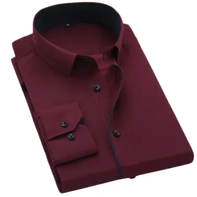 New Men's Shirts Casual Formal Slim Fit Shirt Top Long Sleeve PS27 • £13.99