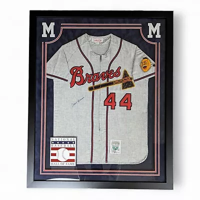 Hank Aaron Signed Autographed Braves Mitchell & Ness Jersey Custom Framed JSA • $4795