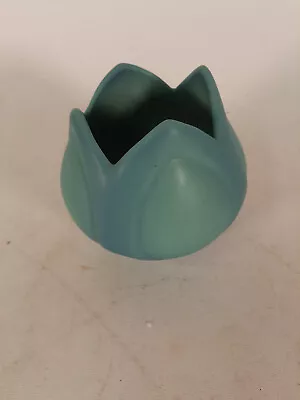 Van Briggle Art Pottery Tulip Flower Bowl Blue/Turquoise Matte Glaze 4 T • $48