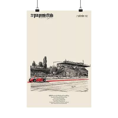 1952 Italian Grand Prix Monza Vintage Poster Maserati Formula Racing Art Print • $39.20