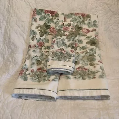 Laura Ashley Rose Bath And Hand Towels  THREE IN THIS SET Excellent Pre-owned • £33.75