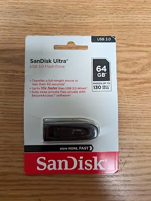 New SanDisk Ultra 64GB USB 3.0 Flash Drive 130MB/s • $8.99