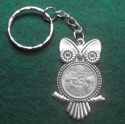 £1.95 • Buy 1962 60th Birthday Lucky Sixpence Owl Keyring Present Wedding Gift Bag Vintage X