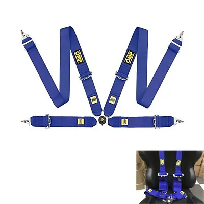 OMP Blue Race Seat Belts 4-Point FIA Approved Drift 3  ASM Snap On Harness • £108.19