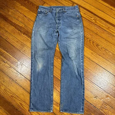 Vintage Levi's 501 Button Fly Denim Blue Jeans Mens 34x34 Medium Wash • $22.95