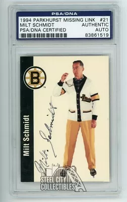 Milt Schmidt 1994 Parkhurst Missing Link Autographed Card #21 - PSA/DNA • $39.95