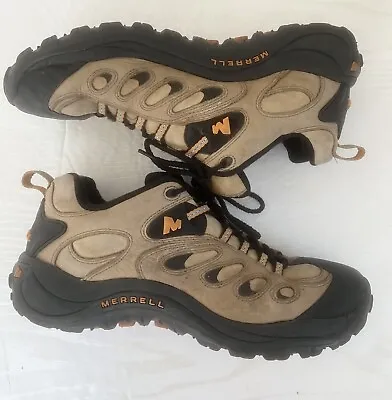 Merrell Reflex Smoke Hiking Shoes~Tan/Black Low Top Leather J10483 Shoes~Mens 12 • $42